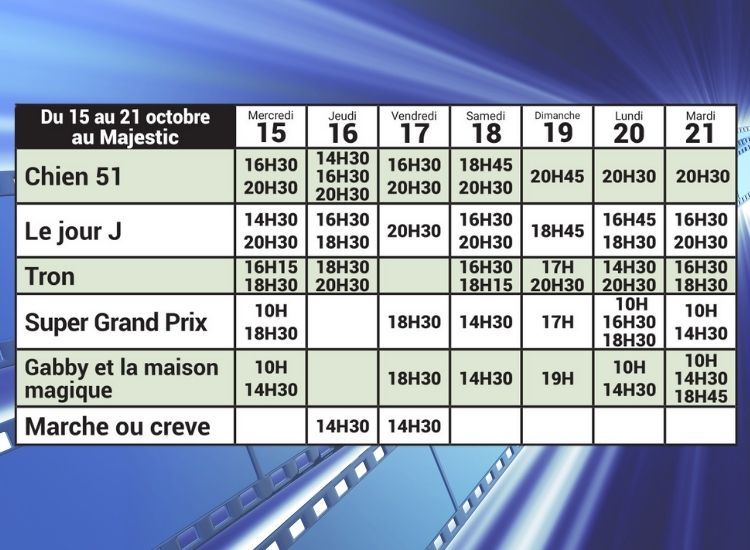Semaine du 15 au 21 Octobre
