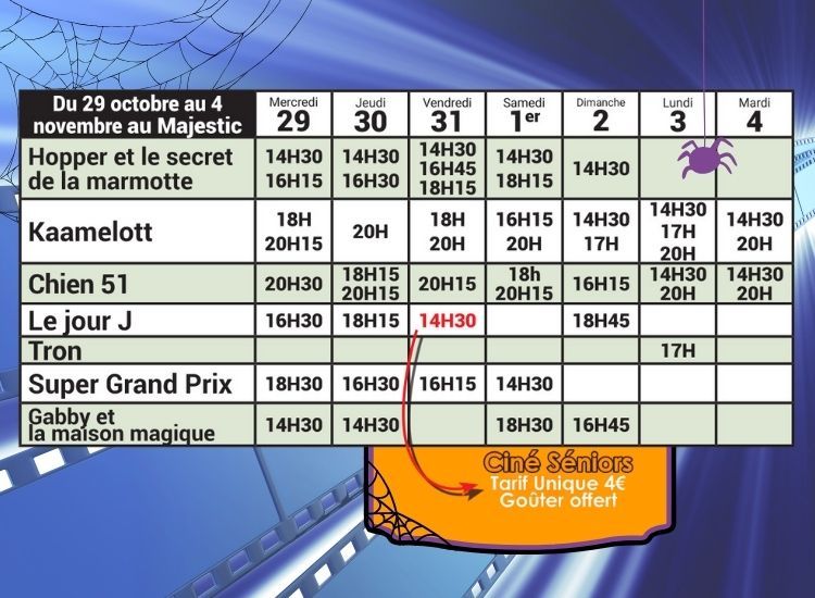 Semaine du 29 Oct au 4 novembre