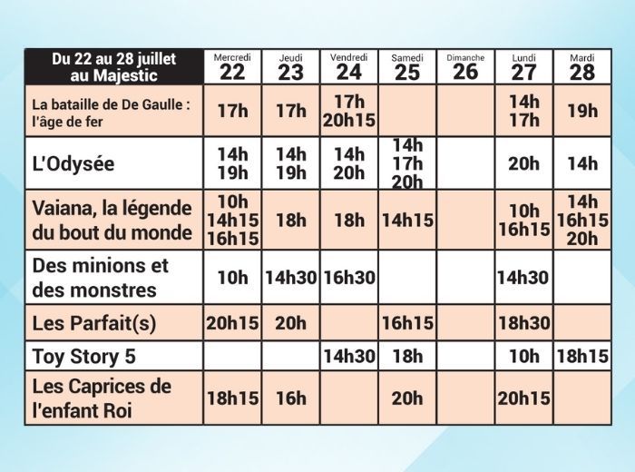 Semaine du 22 au 28 Juillet