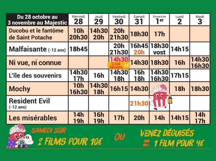 Semaine du 28 Octobre au 3 Novembre